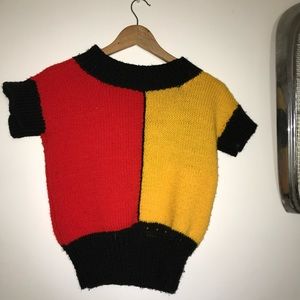 Colour block wool sweater tee